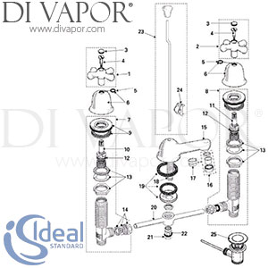Ideal Standard Reprise Basin Mixer Rim Mounted 3H Tap Spare Parts - IDL DV 268
